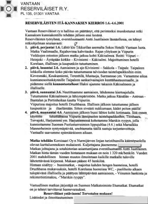 Sotahistoriaa Itä-Kannaksella 1-4.6.2001
Matkaohjelma
