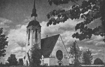 Terijoen luterilainen kirkko, postikortti.
